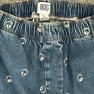 Urban Outfitters Smiley Face Embroidered Denim Beach Pants